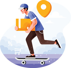 Delivery Service Order with Skateboard
