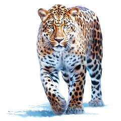 Fototapeta premium Leopard white background