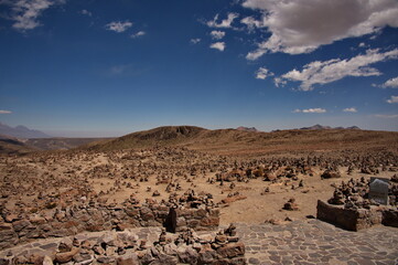 High plain of Patapampa (4800 m), Peru with its volcanic landscape - obrazy, fototapety, plakaty