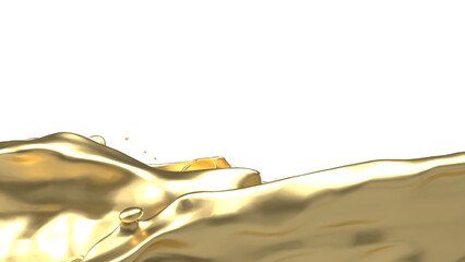 The Gold Splash png image for decor concept 3d rendering