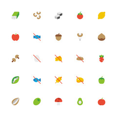 Vegan Flat 2D Icon Collection with Editable Stroke and Pixel Perfection