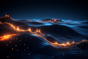 Digital data flow with glowing patterns. Futuristic, data communication concept