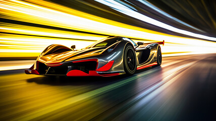 Fototapeta premium Sport racing car fast driving to achieve the champion dream