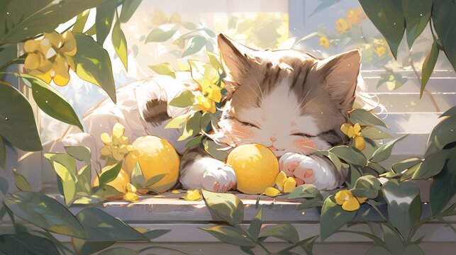 ［AI生成画像］レモンと猫4