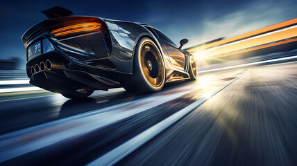 Sport racing car fast driving to achieve the champion dream