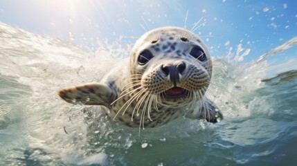 Fototapeta premium A close up of a seal in the water