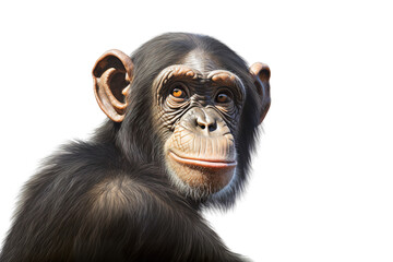 Close-up portrait of  Chimpanzee white background isolated PNG