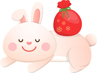 Cute rabbit character or mascot or cartoon character with christmas elements