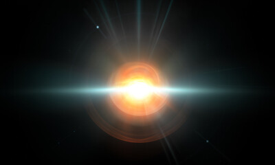 Beautiful light flares. Glowing streaks on dark background
