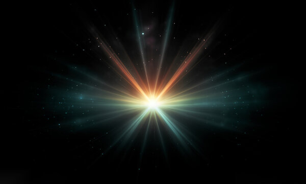 Beautiful light flares. Glowing streaks on dark background