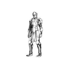 Simple Knight Soldier Sketch Illustration