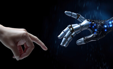 robot hand holding hands, generative ai