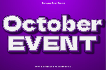 October Event Editable Text Effect 3d Emboss Style
