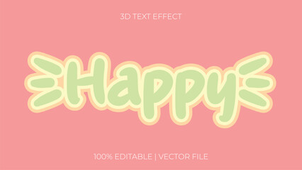 Editable happy text effect template style premium vector