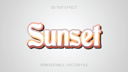 Editable sunset text effect template style premium vector