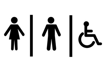 Toilet label. sign. Toilet symbol vector. Disabled toilet. Disabled sign.