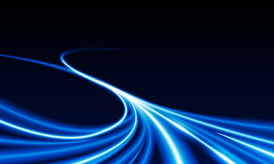 Abstract speed line background with dynamic light fiber cable technology network and Electric car concept innovation background, vector design