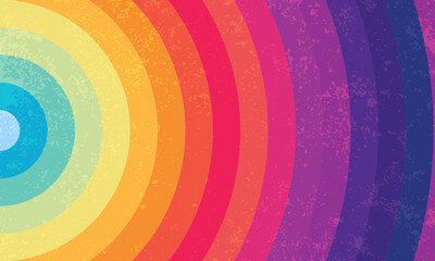 Sunset of Summer smooth rainbow art circle vintage background vector design.