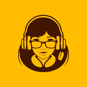 dj or streamer with headphones logo