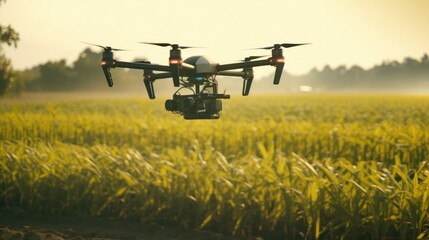 Fototapeta na wymiar Precision farming uses GPS technology to precisely control farming equipment and monitor crop conditions. A farm with GPS - guided tractors and drones flying overhead.
