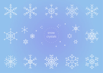Naklejka na ściany i meble 水色と薄紫色のグラデーションとシンプルな雪の結晶の背景イラスト