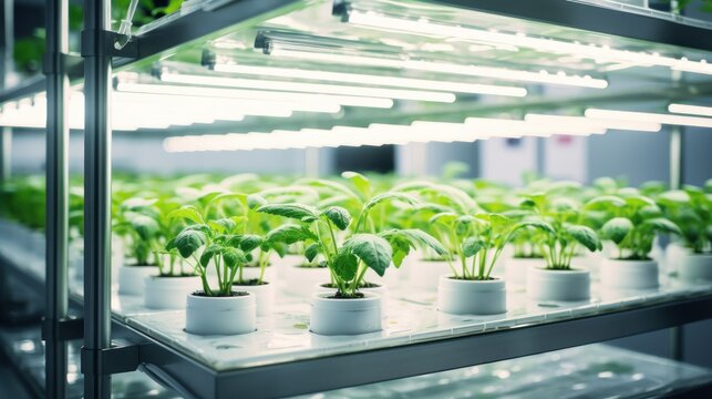 A sustainable and resource - efficient system. An aquaponics setup with fish tanks connected to plant beds. Agricultural technology continues to evolve, addressing the challenges of food security.