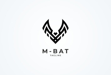 Bat logo design. letter M forming a Bat. Flat Vector Logo Design Template. vector illustration