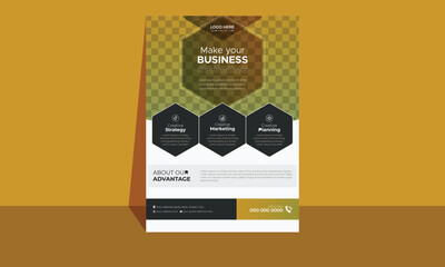 Corporate creative yellow and black color business flyer template design. Abstract business flyer and vector template design.