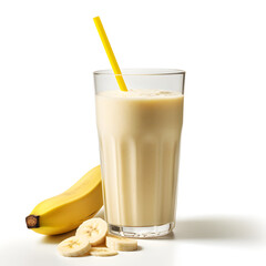 Naklejka premium Banana smoothie isolated on a white background 