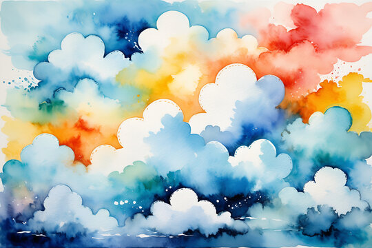 Abstract Clouds Watercolor Painting for Children's Wallpaper and More