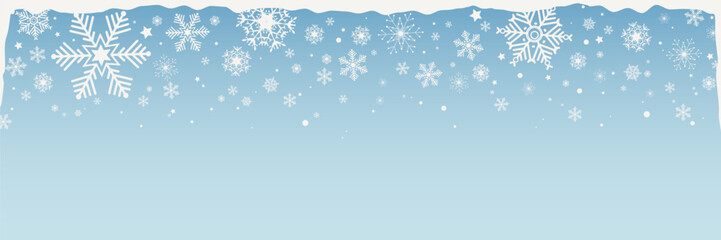 Naklejka na ściany i meble Blue winter or Christmas background banner with abstract snowflakes
