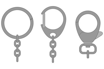 metal clasp vector illustration set for key ring,lock,bag