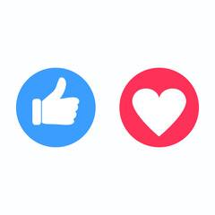 Thumb up and like icon, button set. Vector EPS 10