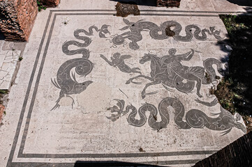 Mosaic in Ostia Antica, the port of ancient Rome