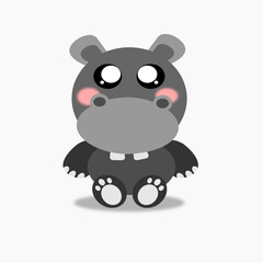 Cute hippo on white background . illustration .vector