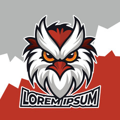 Owl bird head mascot logo illustration template, bird head icon design vector, gamer esport mascot