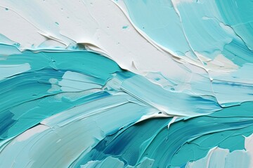 立体的な油絵・つやのある夏用の抽象背景バナー）白とターコイズブルー