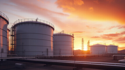 Fototapeta premium Hydrogen gas storage tanks in plant.