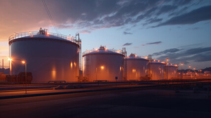 Fototapeta premium Hydrogen gas storage tanks in plant.