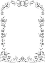 strawberry botanical floral sketch border and frame