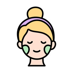 Fototapeta premium Woman doing Skin Care Icon