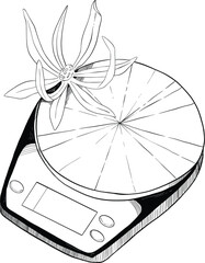 hand drawn illustration of a coffee scale