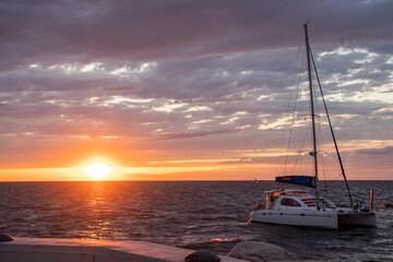 A beautiful Öland sunset, with colorful skies and the setting sun over calm waters