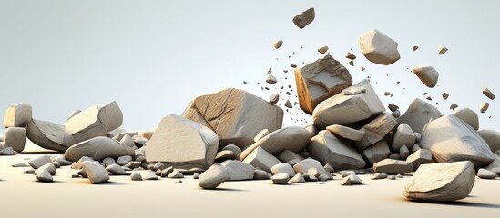 Stones scattered after earthquake observation