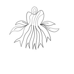 Floral line art leaf