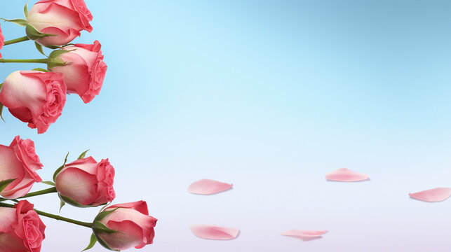 pink rose border HD 8K wallpaper Stock Photographic Image 