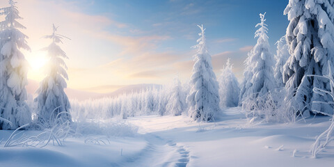 sunrise in snow with tree,Snowdusted Images,Winter landscape with fair trees under the snow Scenery for the tourists Christmas holidays ,Morning, Snow, Mountain, Beautiful, Winter, Scenic, Landscape, 