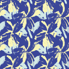Blue Abstract Floral Seamless Pattern Design