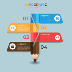 pencil Education infographics 4 option, Abstract infographic Design, can be used for workflow professional.