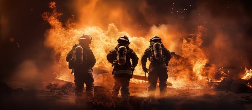 Courageous firefighters brave battle and fire bomb explosion